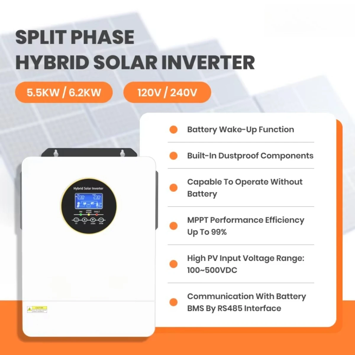 Onduleur Solaire Hybride Hors  - Hybrid Solar Inverter 5.5Kw Mppt 48V avis et prix
